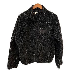 Women's Aerie Offline Black & Grey Speckled Sherpa Teddy Jacket